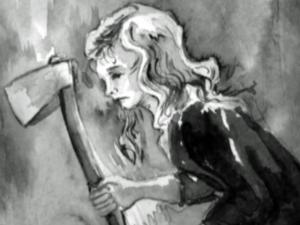 frankie drawing with axe